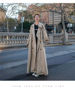 X-Long Trench da donna Cappotto lungo Cappotto doppiopetto con cintura Mantello da donna Giacca a vento Capispalla autunnale