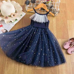 Sequins Sleelveless Summer Dress for Girls Cute Birthday Clothes Tulle Wedding Party Gown Little Girls Princess Dresses for Kids G220428