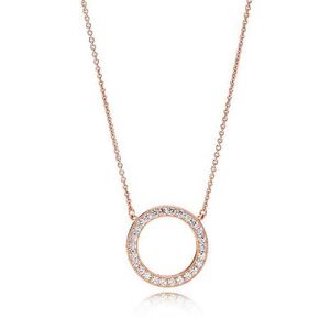 Varumärke Fashion Pandora Jewelry Women Pan Family Circle Halsband Circular Halo Clavicle Chain329f