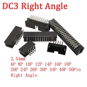 Diğer Aydınlatma Aksesuarları 10-50pcs DC3 Dik Açılı Pim Başlığı PCB Konnektör 2.54mm Pitch 6p-50pin Çift Sıralı ISP Erkek Soketi Idc JTAG Kutusu A