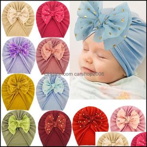 Beanie/Skl Berretti Cappelli Cappelli Sciarpe Guanti Accessori moda Neonato Ragazze Ragazzi Indiano Infantile Punto abbronzante Bambini All'aperto Fiocco slouchy