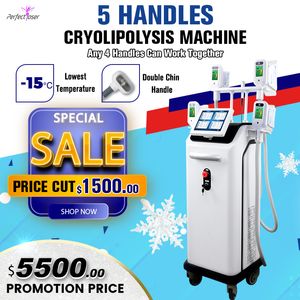 5 HANDLAR CRYOLIPOLYS MASKIN FAT REDUKTION COLING CELLULITE Borttagning Minska dubbel hakutrustning Cryo Viktminskning Fettsugning