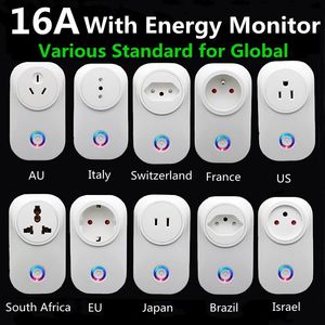 Tuya Wi -Fi Smart Plug 16a Eu Brazil Socket с Timer Power Energy Monitor Monitor SmartLif