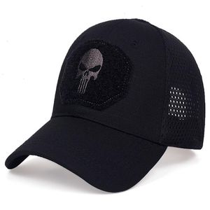 Skull Tactical Military Airsoft Cap調整可能な通気性サンバイザートラックハットメッシュハンティングハイキングスナップバック野球帽子Gorra