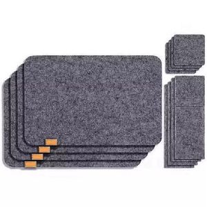 18st Washable Felt Placemats Table Mats Glass Knife Fork Waasters Cutery Påsar Set Isolering Kuddar Absorbent Non Slip Mat 220610