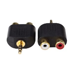 3.5mm Jack Stereo Male to 2 RCA Plug Female Connector M/F Y Splitter Audio Adapter Converter