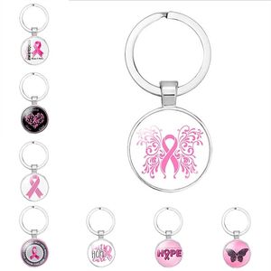Różowa wstążka brelok opieka nad rakiem piersi działalność charytatywna akcesoria do toreb wisiorek do samochodu prezent brelok biżuteria