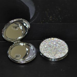 Mirrors Creative Sparkling Hand Inlaid Rhinestones Small Round Vanity Mirror Bling Mini Handheld Kawaii Makeup MirrorsMirrors