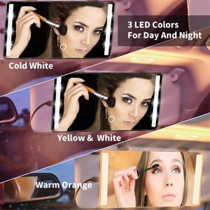 Kompakte Spiegel Universal LED -Auto Innenspiegel -Touch -Schalter Make -up 3 Beleuchtungsmodus 22 Rückssitzsicherheit Rückspiegelkonform