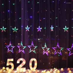 Strings LED Twinkle Star Curtain String Lights 12 Stelle 126 LED Finestra Fata da parete impermeabile con 8 modalità lampeggianti FLED