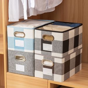 Cotton Linen Folding Clothes Storage Box Wardrobe Separation Basket Storages Clothing For Jeans Shirt Pants Closet Washable Organization System YF0022