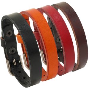 Solid Color Simple Adjustable Leather Belt Charm Bracelets Handmade Bangle For Men Women Party Club Fashion Jewelry