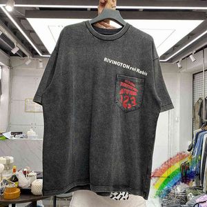 Washed RRR123 T-shirt mężczyzn Kobiety Wysokiej jakości RRR 123 Vintage ciężka kieszonkowa koszulka TOPST220721