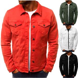 Jackets masculinos de jaqueta de carga de moda sólida masculina Jean Fille Slim Botão Multi-bolso lapela seis tipos de coloridos