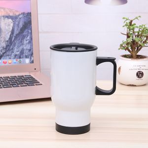 15 onças de sublimação em branco caneca de viagem com handgrip e tampa de parede dupla com copo de vácuo com parede dupla copo de aço inoxidável