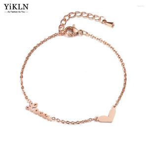 Łańcuch linku YiKln Trendy Rose Gold Heart kształt miłośnika Bransoletki Brzeszcza Brezyk biżuterii Bracelety stalowe dla kobiet YB18006 Fawn22