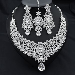 C30 Wedding Forehead Chain Necklace Earrings Set Dubai Jewelery Set Gifts for Women Indian African Bridal Hair Accessories 220726