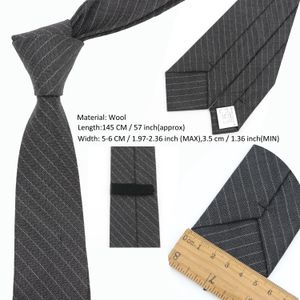 Wysokiej jakości klasyczny kolor czarny szary chudy 100 wełniany krawat męski krawat na spotkanie biznesowe
