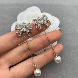 Designer Fliege Ohrstecker für Damen Perlen Quaste Ohrring Mode Diamanten Ohrringe Pandant Herren Schmuck Geschenk Luxus Creolen Ohrring 2206272D