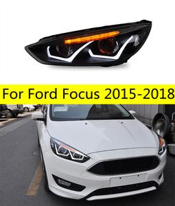 Auto LED Front Lamp For Ford Focus 20 15-20 18 Modified LED Daytime Running Head Lights Angel Eyes Dual Beam Lens Driving Light