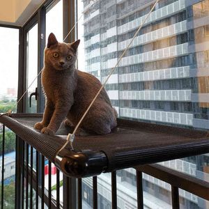 大猫の窓ハンモック吸引カップ猫子猫サンベッドハンモック通気性メッシュペットベッド居心地の良い猫の巣の負荷20kg L220606