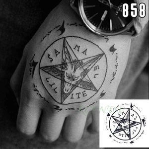 NXY Tillfällig tatuering Vattentät klistermärke Satan Lucifer Circle Steering Fake Tatto Flash Tatoo Hand Back Art s för pojke Kvinnor Män