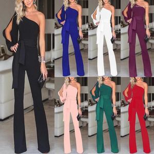 Macacões para mulheres 2022 Moda Womens Rompers Party Clubwear Playsuit Mumpsuit Large Legal One ombro calças de calças compridas