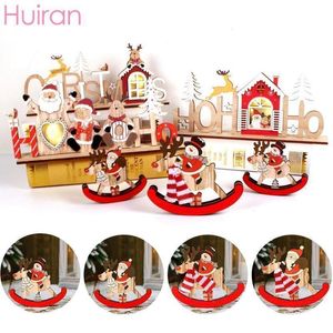 Wooden Glow Santa Elk Christmas Wiseld Merry Chras Decor for Home Navidad Natal Xmas Ornaments Prezenty Rok Y201020