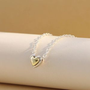 Collana in argento sterling 925 placcato 14k cuore dorato collana a catena per donna uomo adatta collane stile Pandora gioielli regalo 399399C00-45