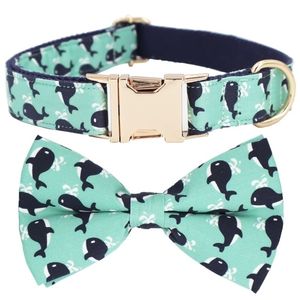 whale Dog Collar Bow Tie with Metal Buckle Big and Small Dog&Cat Pet Accessories Y200515