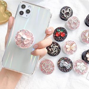 Cell Phone Bracket Holder Universal Quicksand Glitter Expanding Smartphone Holder Grip Stand For iPhone X XS 8 7 6 Plus socket