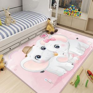 Teppiche Kinder Teppichmatte Nicht -Slip -Babyspiel Flanell Wohnzimmer Süßes rosa Elefant Kinder Teppich Schlafzimmer Tapiscarpets
