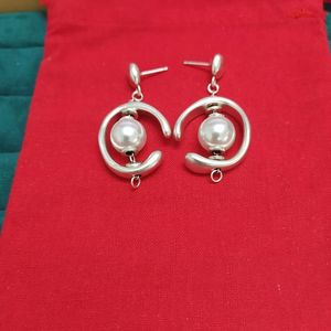 Stud Earring Populaire Spaanse Originele Mode 925 Silver Color White Pearl met Notch Circle Pin Inorbit Oorbellen Uno de 50 Sieraden Gift