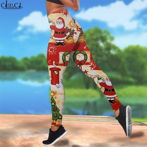 Kvinnliga leggings julklappar Santa Claus tryckt hög midja Elasticitet Legging Kvinna för utomhusmasiga joggingbyxor W220616