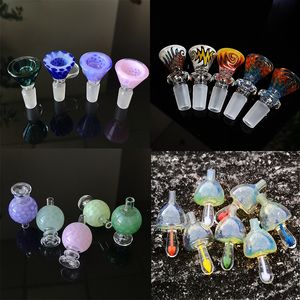 Plusieurs Styles Coloré Verre Carb Cap Bulle Carb Caps 14mm Mâle Joint Heady Verre Bol Dab Outil Fumer Accessoires Pour Quartz Banger