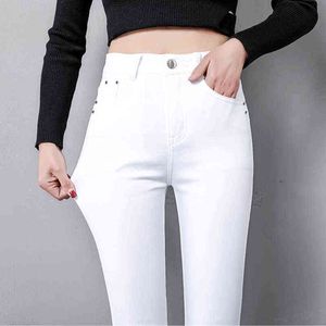 Białe dżinsy z wysokiej talii kobiety 2020 Spring Dżinsy Kobieta chuda szczupła OLEGO OFFICE LADY DERSIM PENCIL PANTS Kobiece dżinsowe spodnie L220726