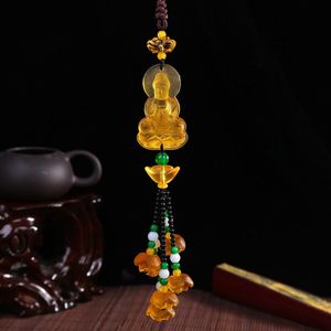 Interior Decorations Colored Glaze Car Pendant Guanyin Rearview Mirror Ornaments Buddha Accessories HangingInterior DecorationsInterior