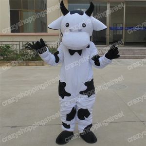 Halloween Vacas brancas mascote traje de alta qualidade Caracteres de desenhos animados Tamanho dos adultos Tamanho do natal Carnival Festa de roupas ao ar livre