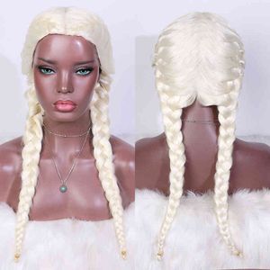 Ombre شقراء الاصطناعية wigsblack تويست مضفرة مقاومة للحرارة اثنين مربع cosplay السحب Queen للنساء السود Oley220505