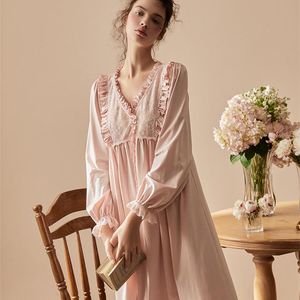 Women's Sleepwear Cotton Nightgown Women Elegance V-neck Lady Night Gown Nightdress Autumn