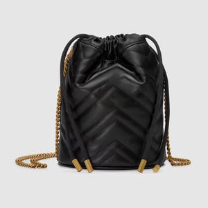MARMONT BIUCKET New Luxury Design Quilted Leather Mini Bucket Bag Chain Strap and Drawstring Closure Shoulder Bag Crossbody Bag
