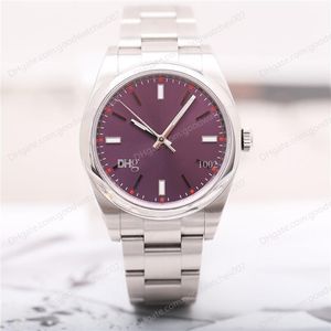 Alta qualità BP Factory Watch 2813 orologi sportivi da uomo meccanici automatici di moda 114300 39 mm color uva rossa quadrante squisito orologio da polso con cinturino in acciaio inossidabile