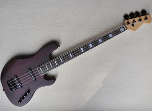 4 Strings Matte Black Electric Bass Guitar with Rosewood Fingerboard White Pearl Inlay