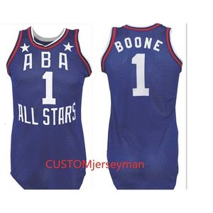 NC01 1975 All-Star #1 Boone Basketball Jersey Blue Mens Costumado Made Size S-5xl
