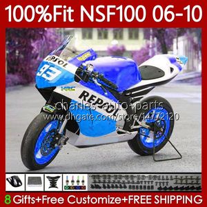 Einspritzung OEM für HONDA NSF 100 Blau Repsol NS-F100 06–10 Glasfaser-Karosserie 116Nr