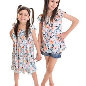 Girlymax baby flickor barn kläder syskon klänning shorts capris set jumpsuits boutique mjölk silk barn kläder 220620