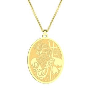 Anhänger Halsketten Poseidon Sea Man Charm Halskette Antiker griechischer Gott Silber Schmuck Männer und Frauen GeschenkAnhänger