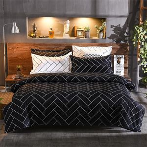 LOVINSUNSHINE Set copripiumino matrimoniale Set biancheria da letto consolatore Set biancheria da letto nera a righe GA01 # T200819