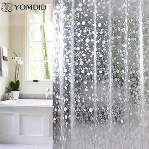 Plastic PVC 3d Waterproof Shower Curtain Transparent White Clear Bathroom Anti Mildew Curtain Bath Curtain With 12 pcs Hooks 200923