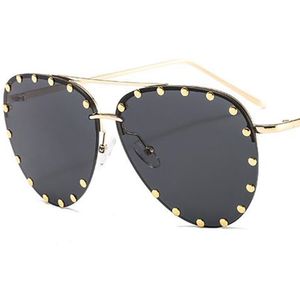 Occhiali da sole di moda occhiali da sole senza corrona unisex specchio rana anti-uv occhiali rivetti gli occhiali semplizia ornamentale a ++